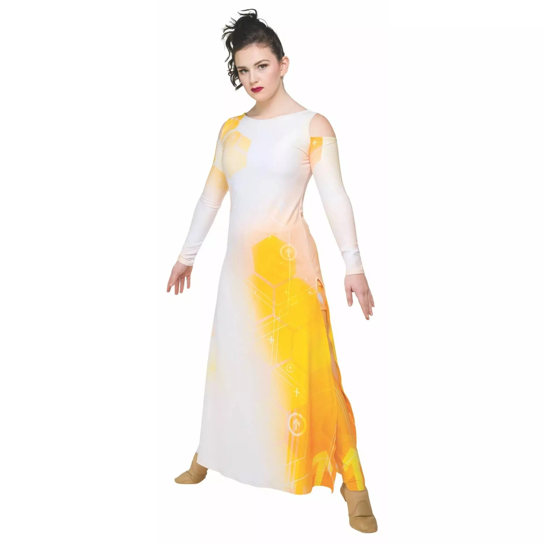 Vestido digital con hombros descubiertos